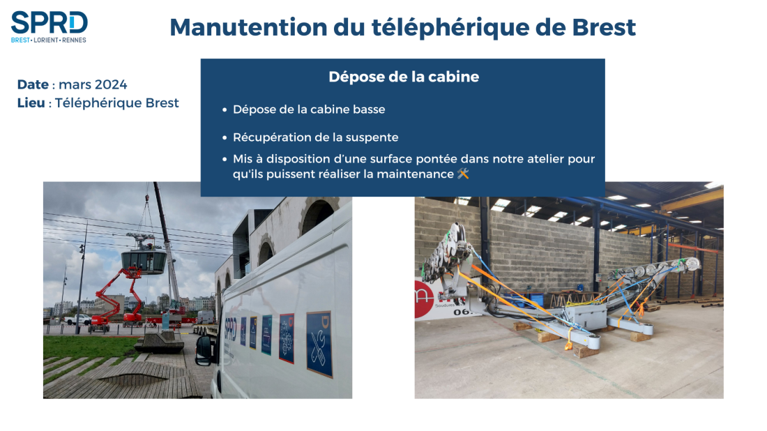 chantier de manutention SPRD Brest - D&eacute;pose de la cabine du t&eacute;l&eacute;ph&eacute;rique