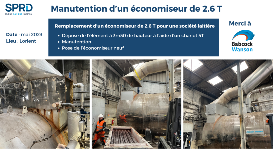 Manutention d&rsquo;un &eacute;conomiseur de 2.6 T