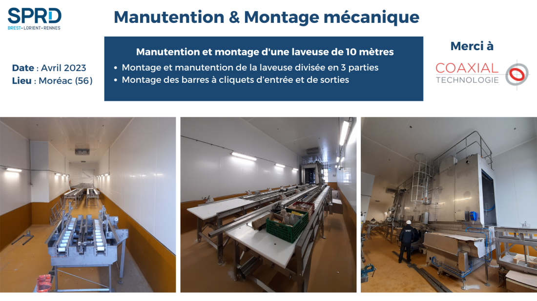 Manutention & Montage m&eacute;canique d'une laveuse de 10 m&egrave;tres-Coaxial