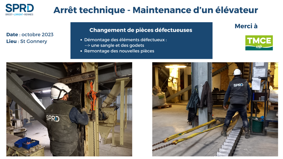 Maintenance - changement de pi&egrave;ces d&eacute;fectueuses d&rsquo;un &eacute;l&eacute;vateur 